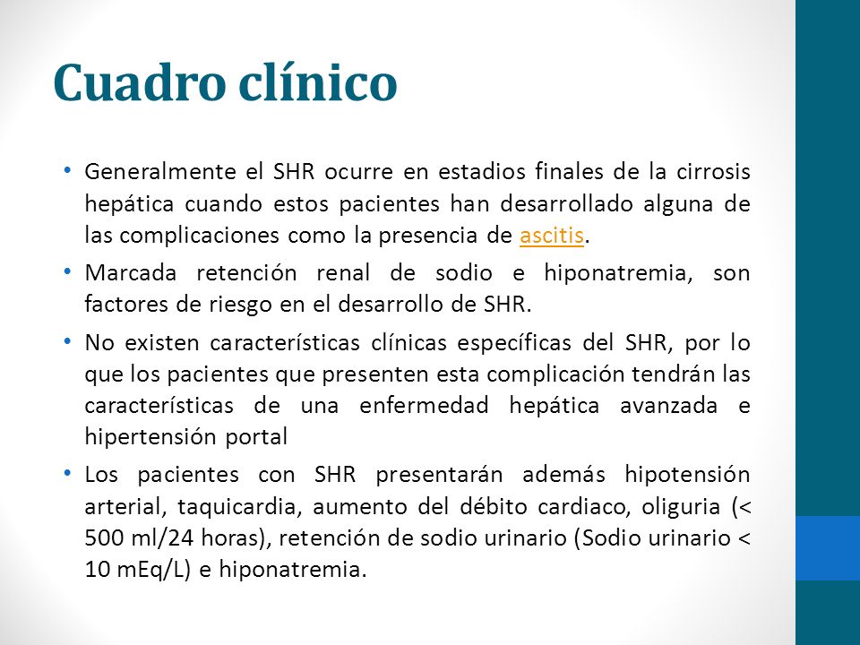Hepatica cirrosis clinico cuadro de